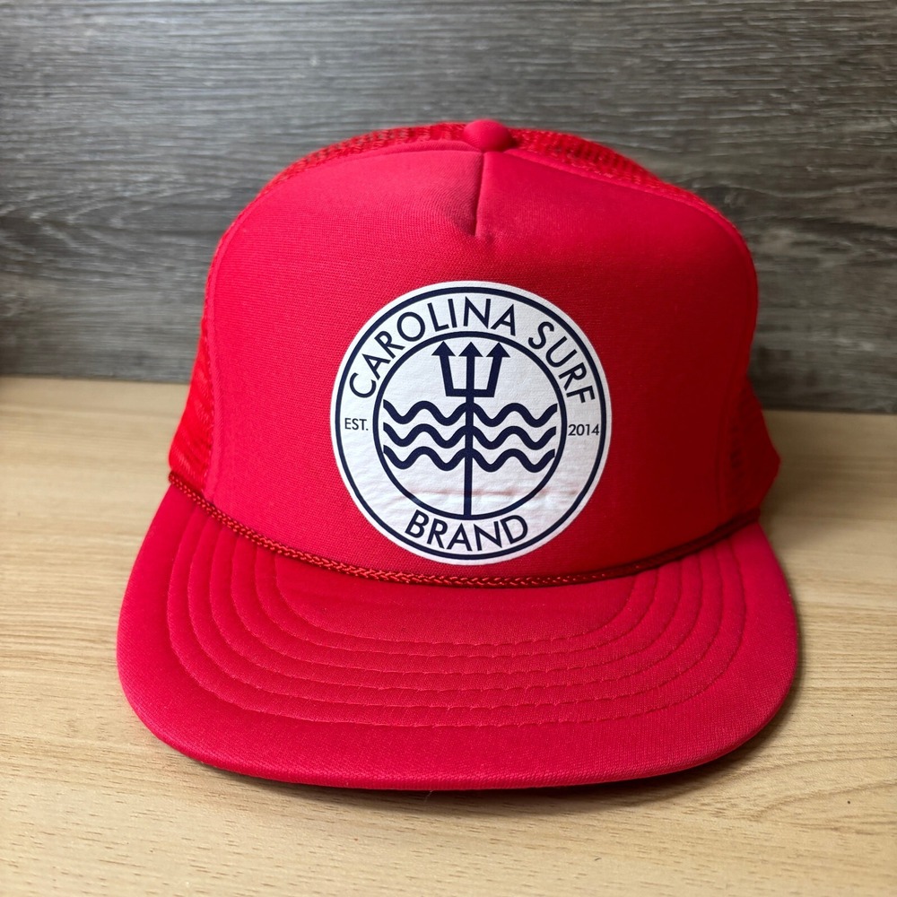 Carolina Surf Brand Hat Cap‎ Snapback Red Trucker Adjustable